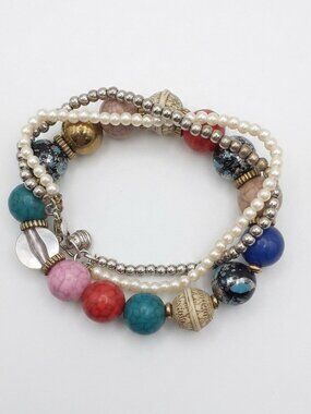 Multi-Strand Beaded Bracelet Stack (2 intertwined)